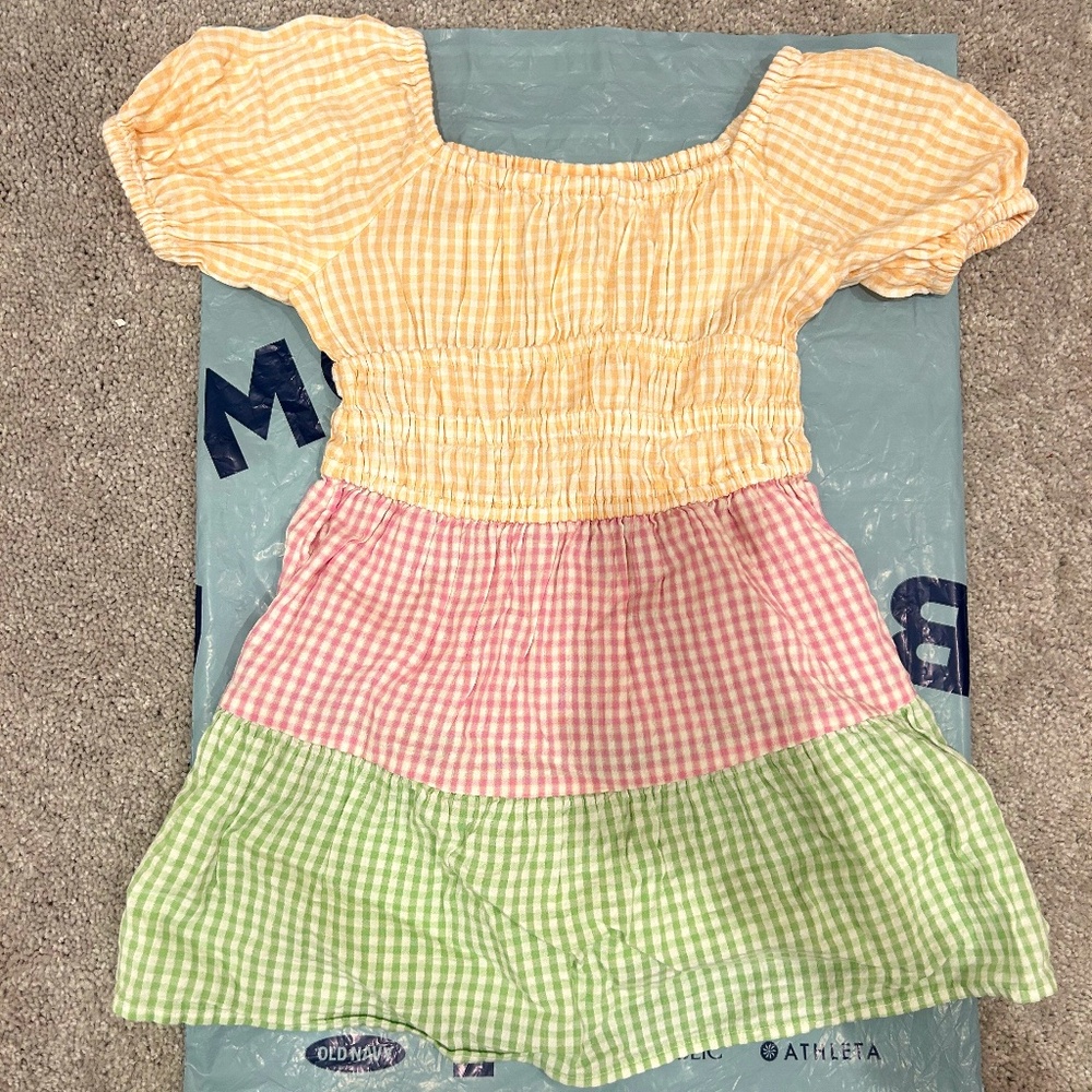 GAP FACTORY Girls Tiered Poplin Puff Sleeve Dress